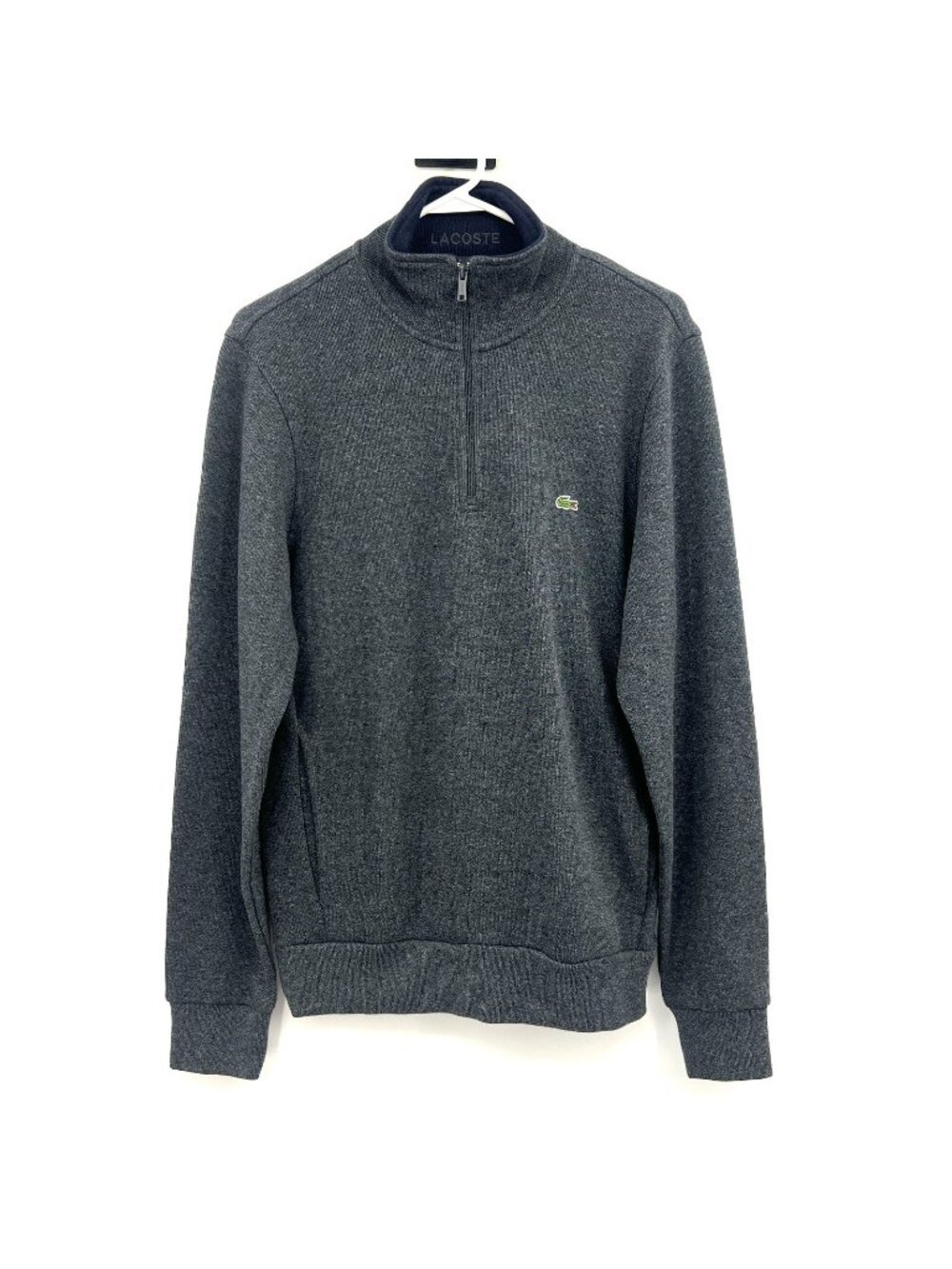 NWT Lacoste 100% Cotton Gray Men's Quarter Zip Sweater Size Medium